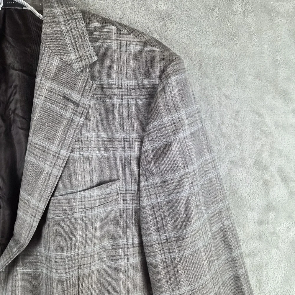Boss Hugo Boss 36S Gray Plaid Wool Blazer Guabello Super 130s Sport Coat NEW